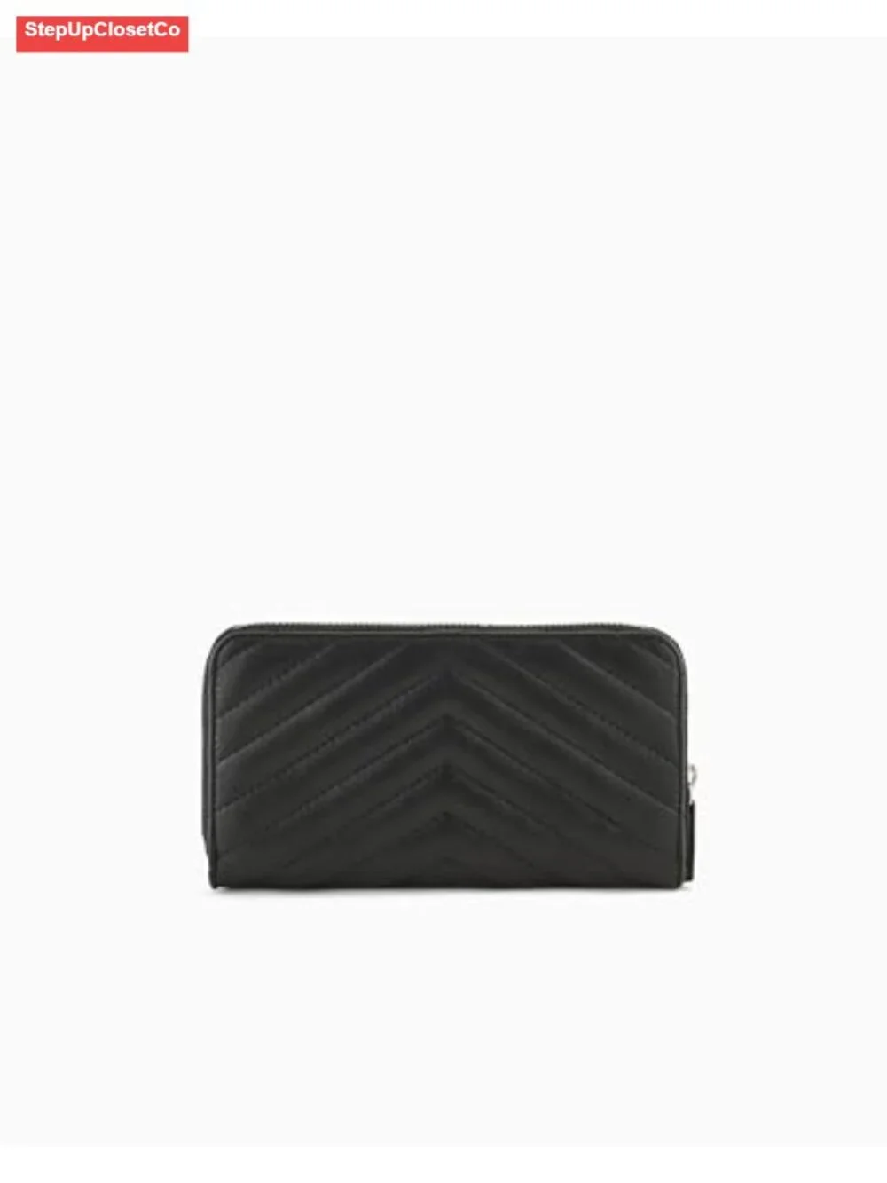 Quilted Leather Zip Around Wallet with Metal AIX Logo